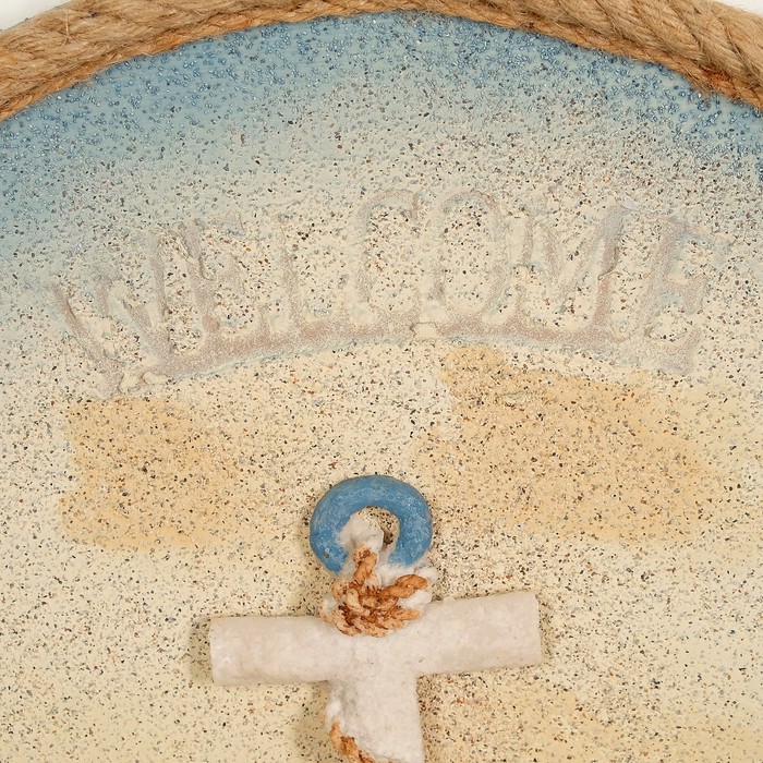 Панно на стену «Отдать якорь», круглое, декор-ракушки, рама-плетение, d=40 см