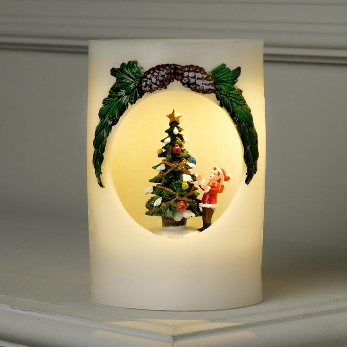 Фигура световая новогодняя свеча "Ёлка и мальчик", 16х11х11 см, от бат 3*АА(не в компл.)