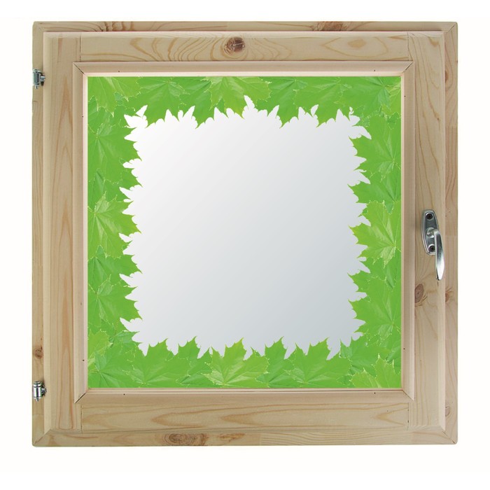 Окно 100х100 см, "Кленовые листья", однокамерный стеклопакет, хвоя