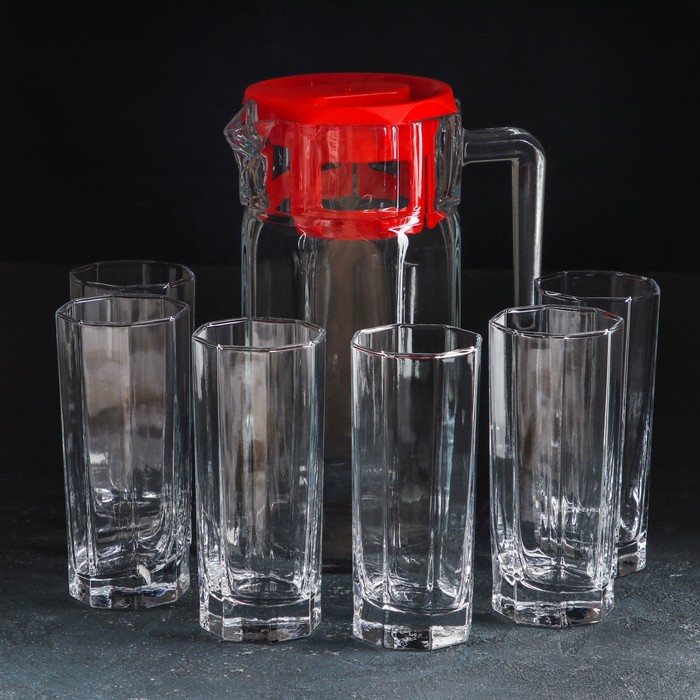 Набор питьевой стеклянный Kosem, 7 предметов: кувшин 1,5 л, стаканы 300 мл, 6 шт набор питьевой стеклянный луна кувшин 1 7 л стаканы 255 мл 6 шт