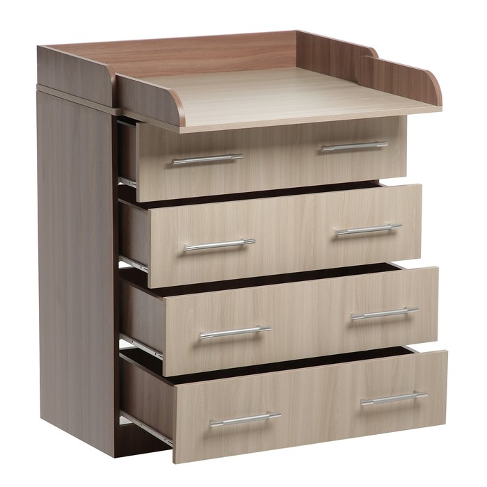 Комод 1.2 с 4-мя ящиками, 1000х800х440(730), Ясень шимо тёмный/Ясень шимо светлый