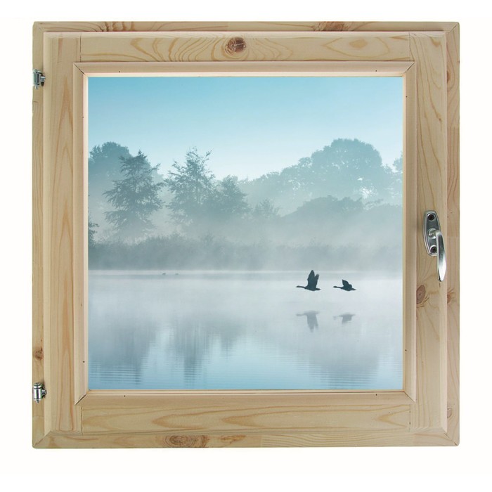 Окно 100х100 см, "Туман над рекой", однокамерный стеклопакет, хвоя