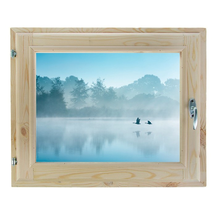 Окно 40х60 см, "Туман над рекой", однокамерный стеклопакет, уплотнитель, хвоя