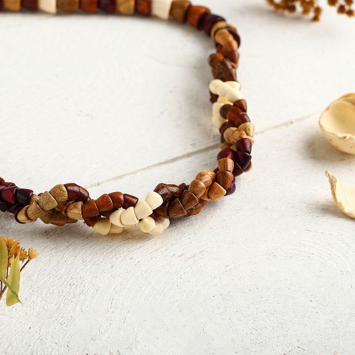 Бусы ручная работа, деревянные "Косички", цветные