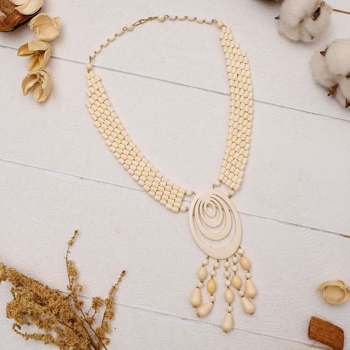 Бусы ручная работа, деревянные "Юлия", цвет светло-коричневый