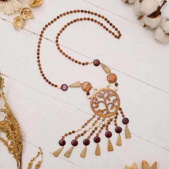 Кулон ручная работа, деревянный "Обелия", цветной