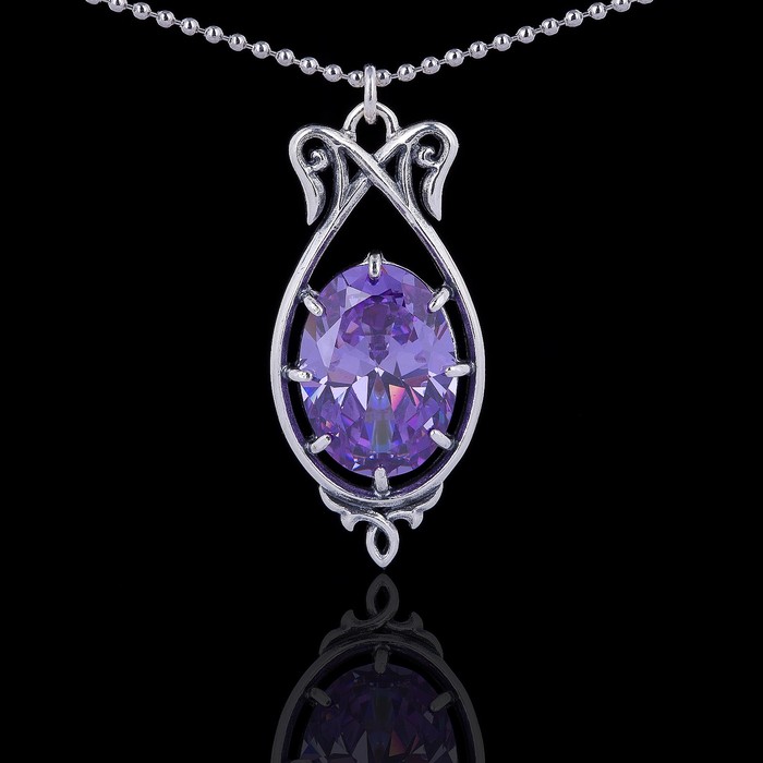 Кулон "Амина", фиолетовый в чернёном серебре
