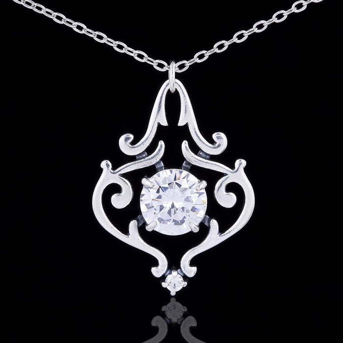 Кулон "Лаваль", цвет белый в чернёном серебре