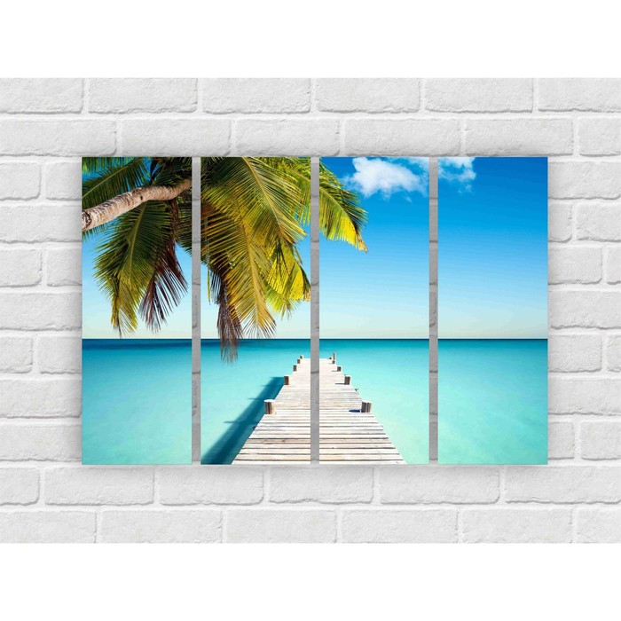 Модульная картина на экокоже "Кубинское лето" 4 шт.-25x70, 106*70 см