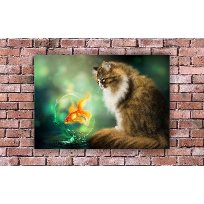 Картина на экокоже &quot;Золотая рыбка&quot; 50*70 см