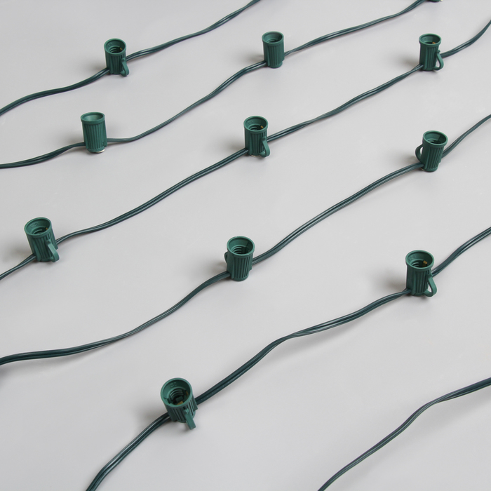 НИТЬ, 6 м, "Белт лайт", Н.З. 25 патронов E12, шаг 20 см, c прищепкой, 220 V, НИТЬ ЗЕЛЁНАЯ