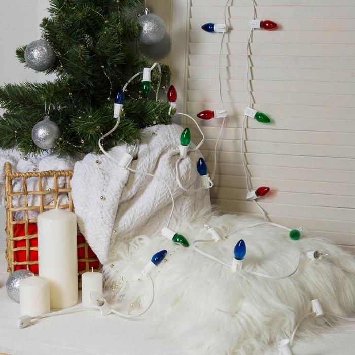 НИТЬ, 6 м, "Белт лайт", Н.Б. 25 патронов E12, шаг 20 см, c прищепкой, 220 V, НИТЬ БЕЛАЯ