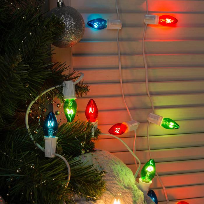 НИТЬ, 6 м, "Белт лайт", Н.Б. 25 патронов E12, шаг 20 см, c прищепкой, 220 V, НИТЬ БЕЛАЯ