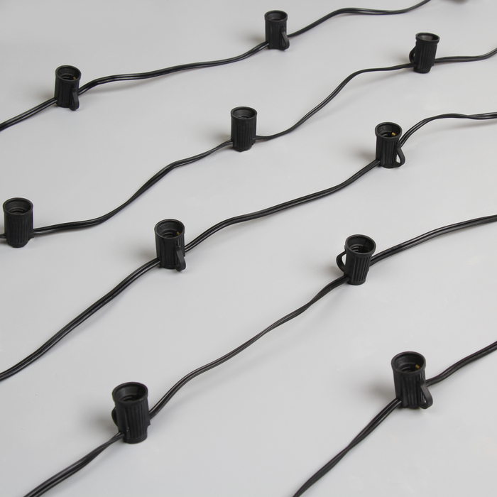 НИТЬ, 6 м, "Белт лайт", Н.Т. 25 патронов E12, шаг 20 см, c прищепкой, 220 V, НИТЬ ЧЕРНАЯ