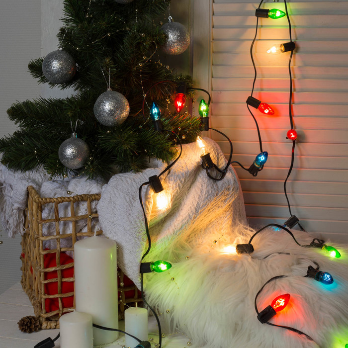 НИТЬ, 6 м, "Белт лайт", Н.Т. 25 патронов E12, шаг 20 см, c прищепкой, 220 V, НИТЬ ЧЕРНАЯ