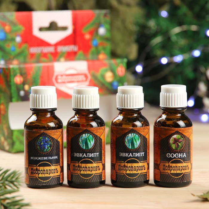 Набор эфирных масел 4 шт по 17 мл, сосна, можжевельник, эвкалипт 2 шт., "Добропаровъ"