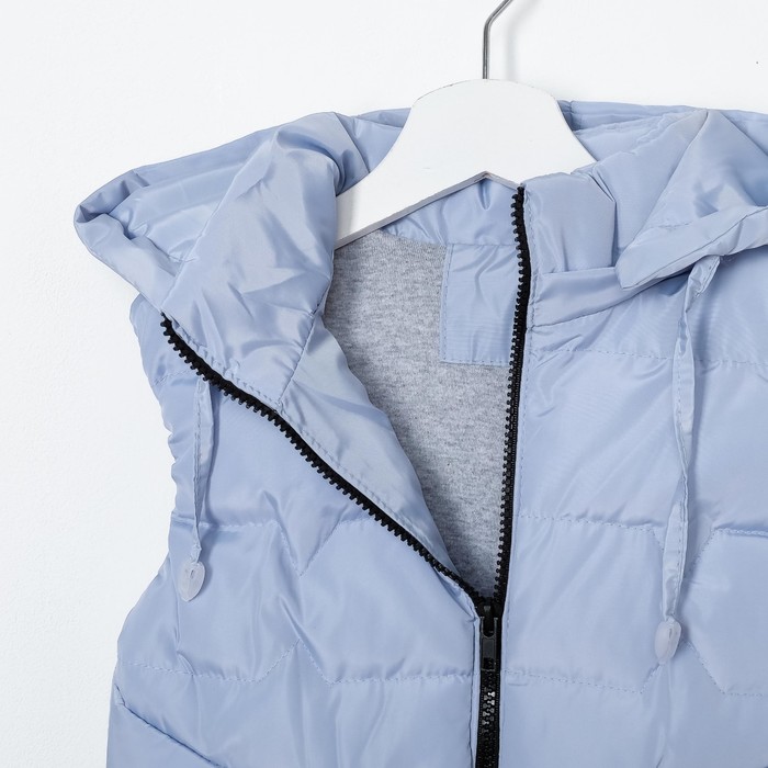 Жилет для девочки с капюшоном LOVE, св-голубой, рост 122-128 см