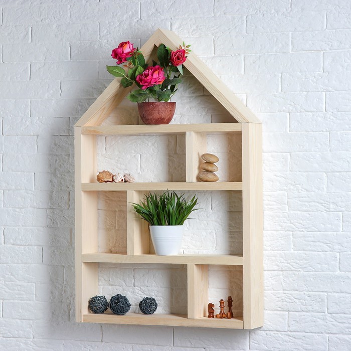 Полка "Домик" из СОСНЫ, 50х9х77см