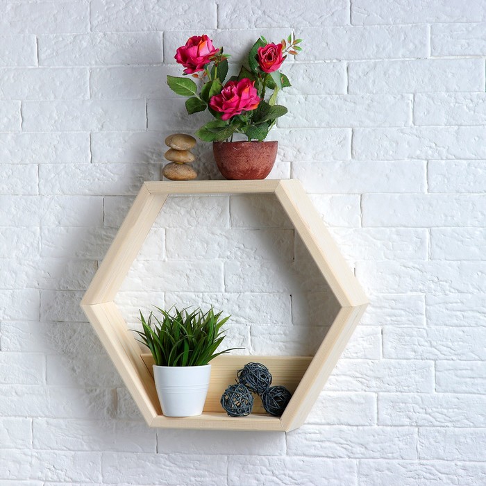 Полка "Соты" из СОСНЫ, 45х90х38см