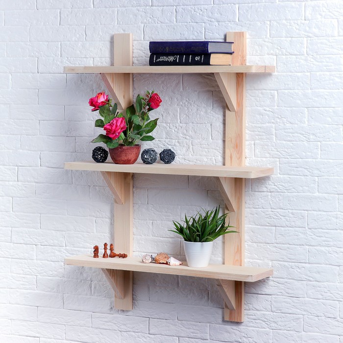 Полка "Тройная" из СОСНЫ, 65х14х84см