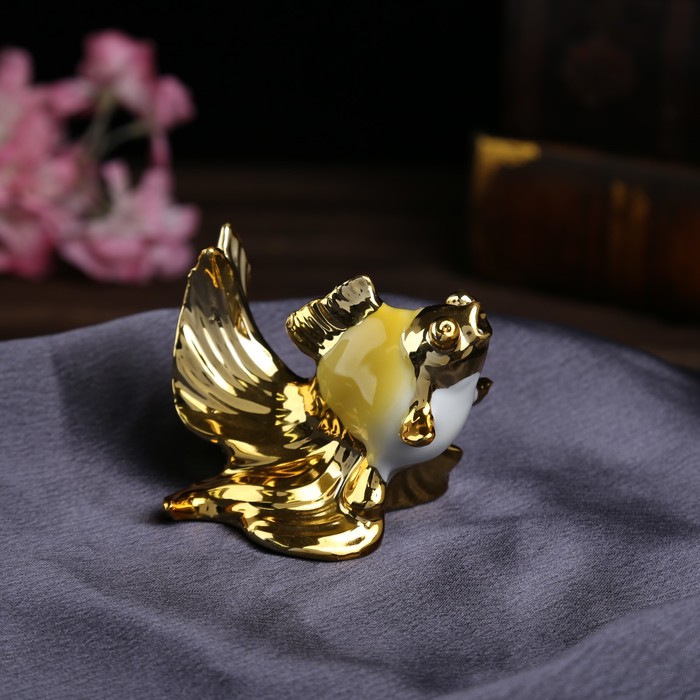 Сувенир керамика &quot;Яркая рыбка с золотым хвостом&quot; набор 4 шт 6х10,5х11 см