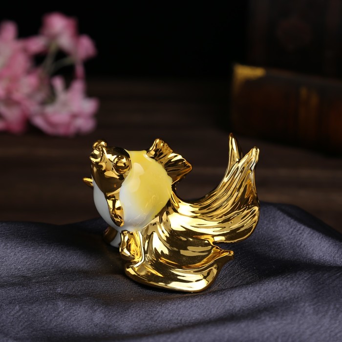 Сувенир керамика "Яркая рыбка с золотым хвостом" набор 4 шт 6х10,5х11 см