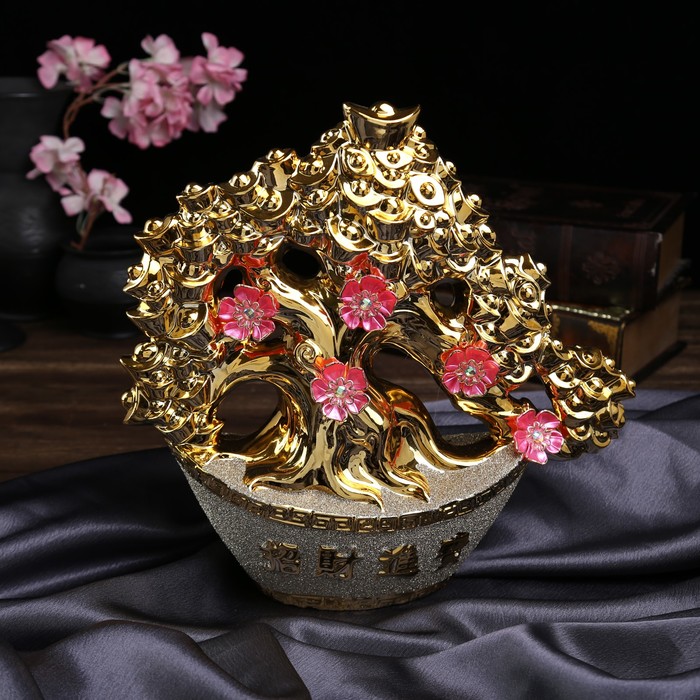 Сувенир керамика "Золотое дерево со слитками золота на кроне" 32,5х33х11,5 см