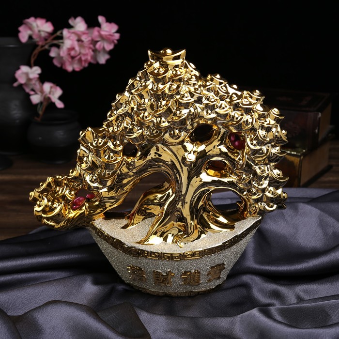 Сувенир керамика "Золотое дерево со слитками золота на кроне" 32,5х33х11,5 см