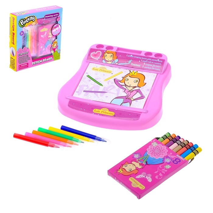 Доска для рисования «Принцесса» с фломастерами и карандашами