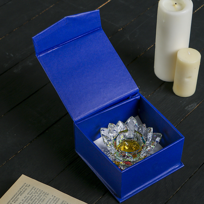 Подсвечник стекло "Лотос радужный" диам 11,5 см