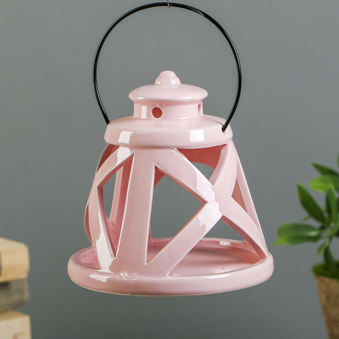 Подсвечник керамика на 1 свечу "Фонарик" МИКС 11,5х12,2х12,2 см