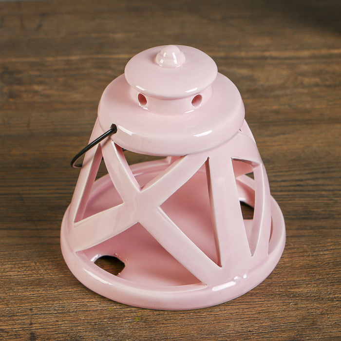 Подсвечник керамика на 1 свечу "Фонарик" МИКС 11,5х12,2х12,2 см