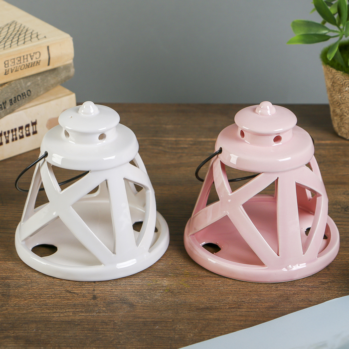 Подсвечник керамика на 1 свечу "Фонарик" МИКС 11,5х12,2х12,2 см