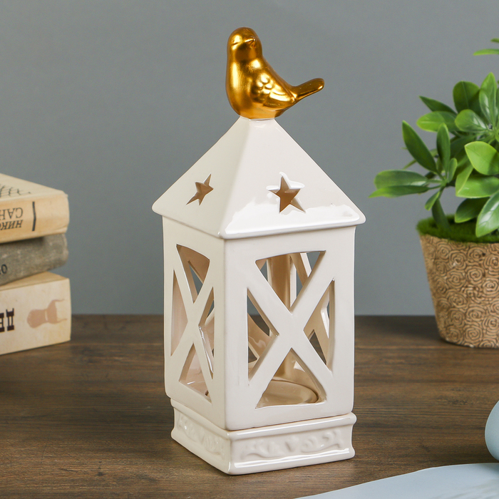 Подсвечник керамика на 1 свечу "Птичка на домике" МИКС 23,5х8,8х8,8 см