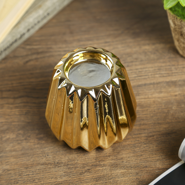 Подсвечник керамика на 1 свечу "Гофре" МИКС