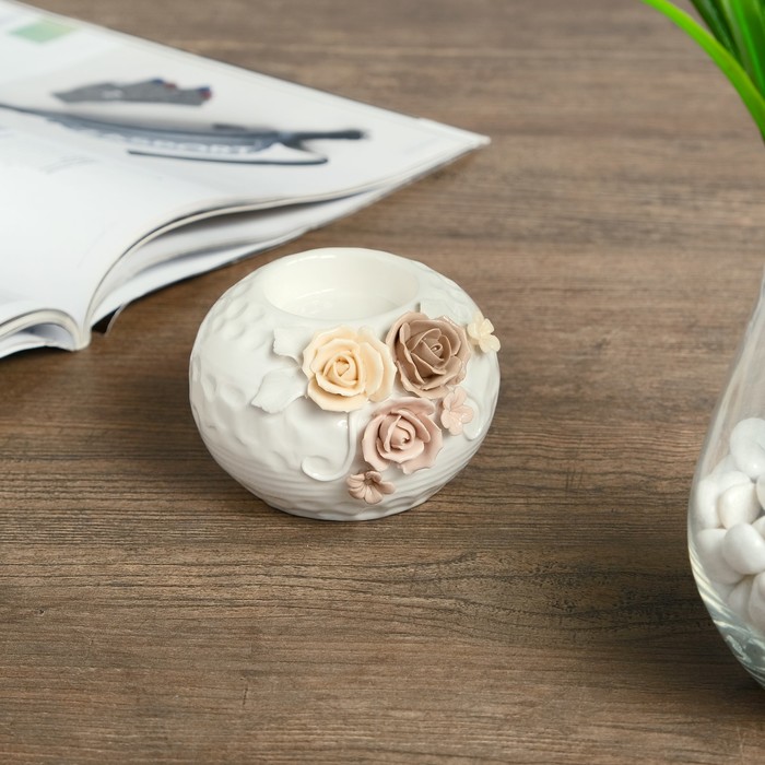 Подсвечник керамика на 1 свечу "Розы" МИКС 6х9,5х9 см