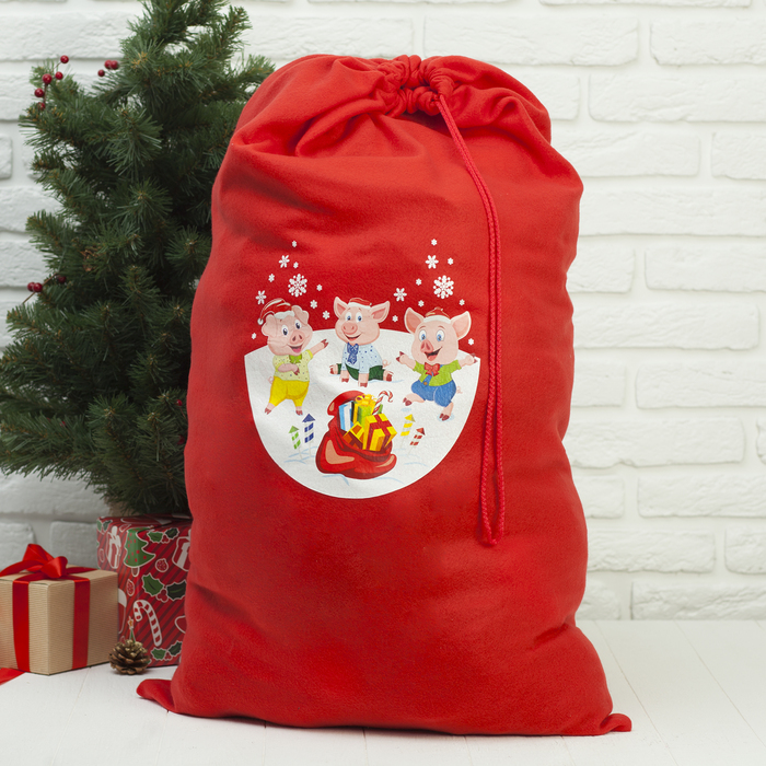 Мешок Деда Мороза "3 поросенка" 60*90