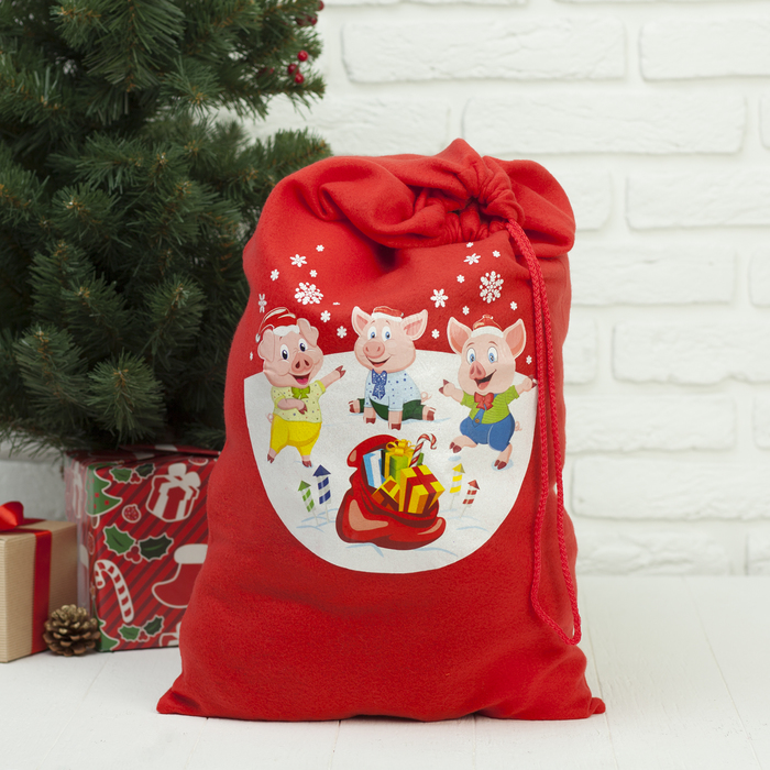 Мешок Деда Мороза "3 поросенка"40*60