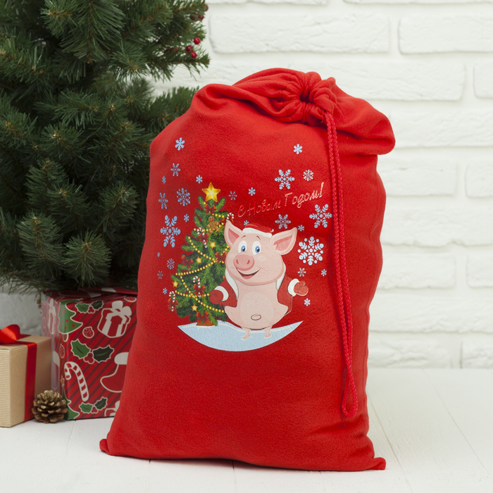 Мешок Деда Мороза "Свин С новым годом" 40*60