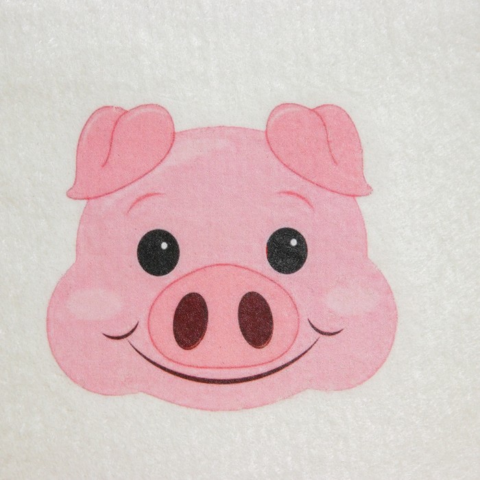 Банная шапка с термопечатью "Свинка", войлок, белая