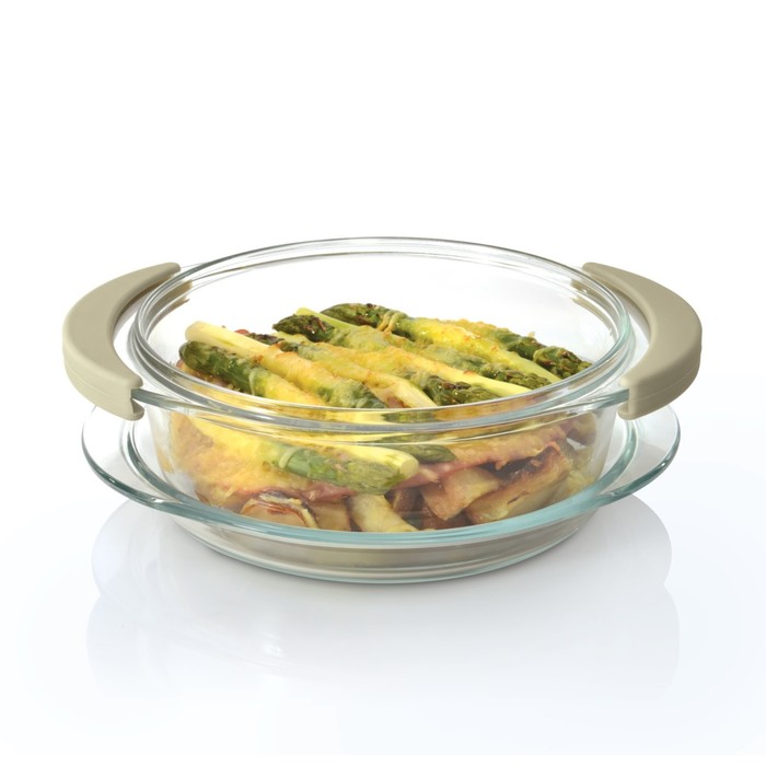 Кастрюля с крышкой, 1.5 л, 25×21×9.5 см, стеклянная