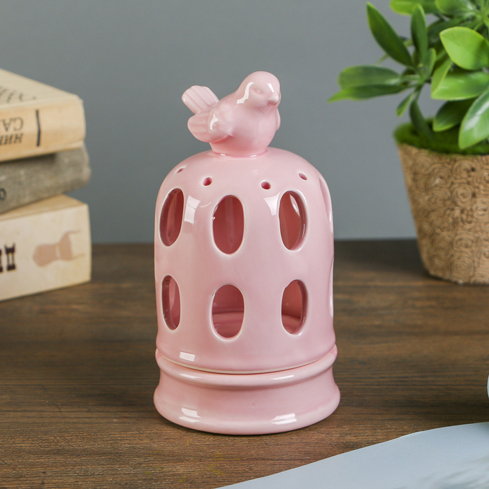 Подсвечник керамика на 1 свечу "Клетка с птицей" 14х8х8 см МИКС