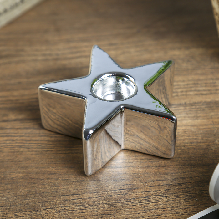 Подсвечник керамика на 1 свечу "Звезда" МИКС 3,5х8,5х8,5 см