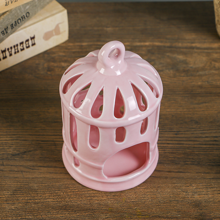 Подсвечник керамика на 1 свечу "Клетка с птицей" МИКС 14х9,3х9,3 см