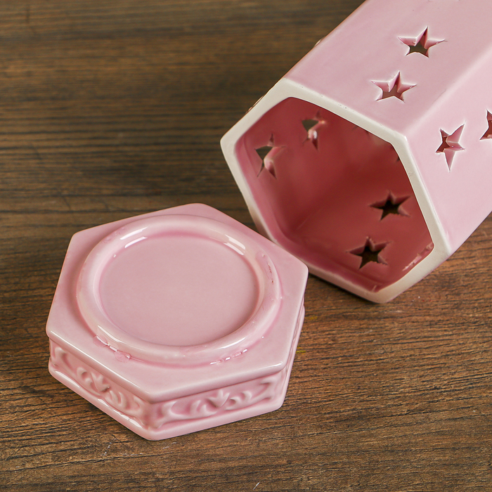 Подсвечник керамика на 1 свечу "Клетка в звёздочку с птицей" МИКС 18х8,5х7,8 см