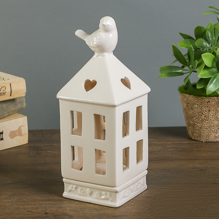 Подсвечник керамика на 1 свечу "Домик с птицей" МИКС 21,5х7,8х7,8 см