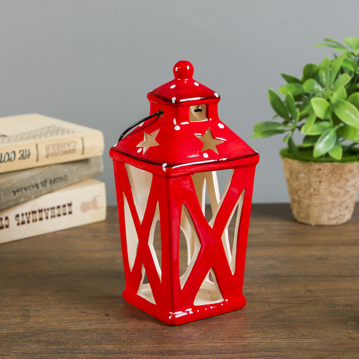 Подсвечник керамика на 1 свечу "Фонарик" МИКС 21х9х9 см