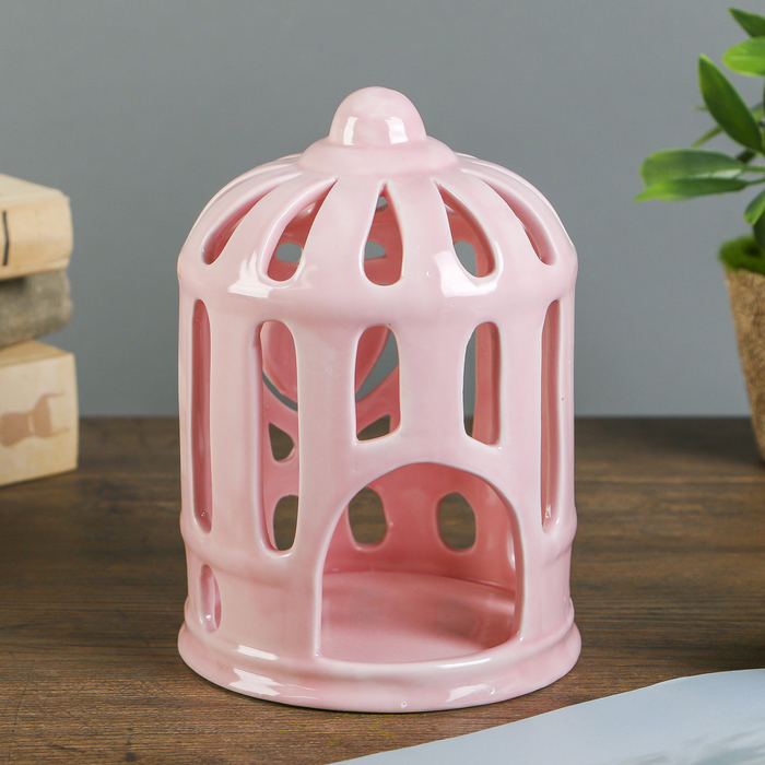 Подсвечник керамика на 1 свечу "Клетка в сердечко" МИКС 16,5х11,5х11,5 см