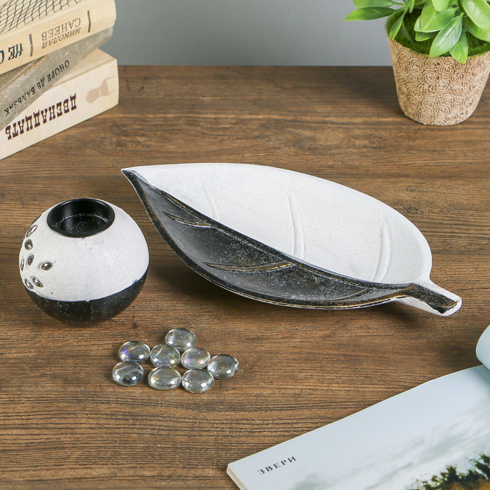 Подсвечник дерево на 1 свечу "Цветок из кристаллов" день и ночь 10,5х27,5х15 см