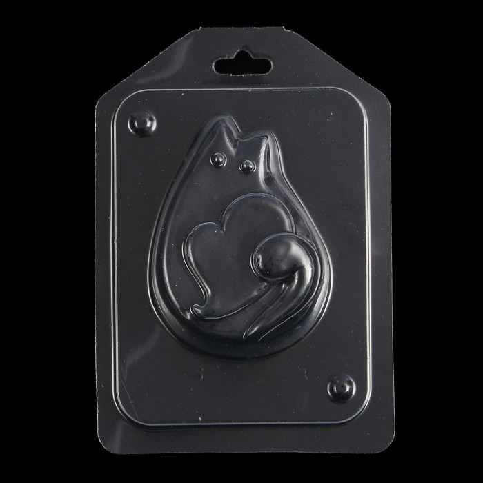 Пластиковая форма для мыла "Котик с сердечком" 8,5х6 см